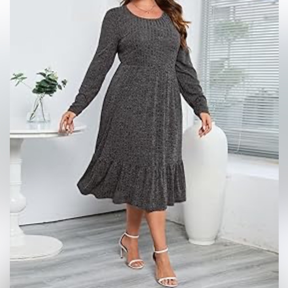 ShopWonder Ribbed Knit Sweater Stretchy Comfy Dress with Pocket Sz 3XL - Picture 4 of 6
